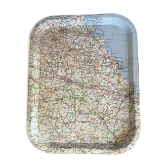 Plateau carte routière en mélaminé vintage