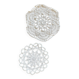 Set of 2 small placemats, crochet coasters, beige - vintage, old
