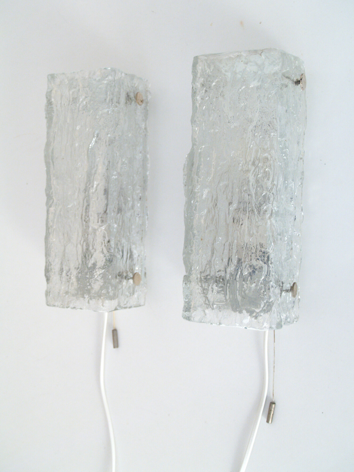 Mid-century ice glass wall sconces from kaiser idell / kaiser leuchten, 1960s, set of 2