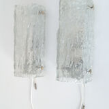 Mid-century ice glass wall sconces from kaiser idell / kaiser leuchten, 1960s, set of 2