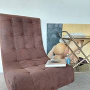 Fauteuil vintage pivotant en suède marron-esprit design années 60/70s