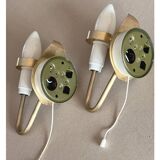 Pair of Mid-Century Glass Sconces