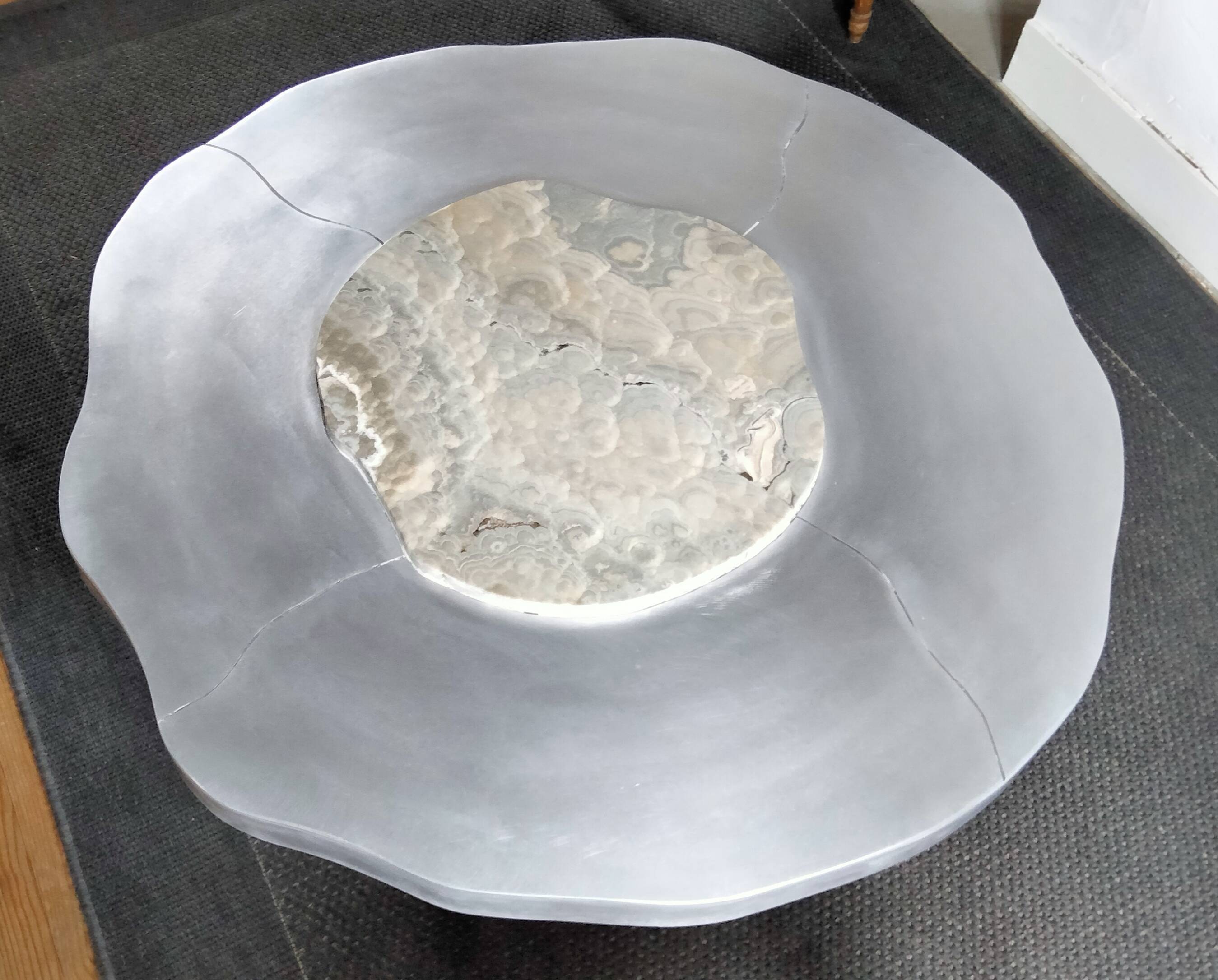 Onyx and aluminum coffee table