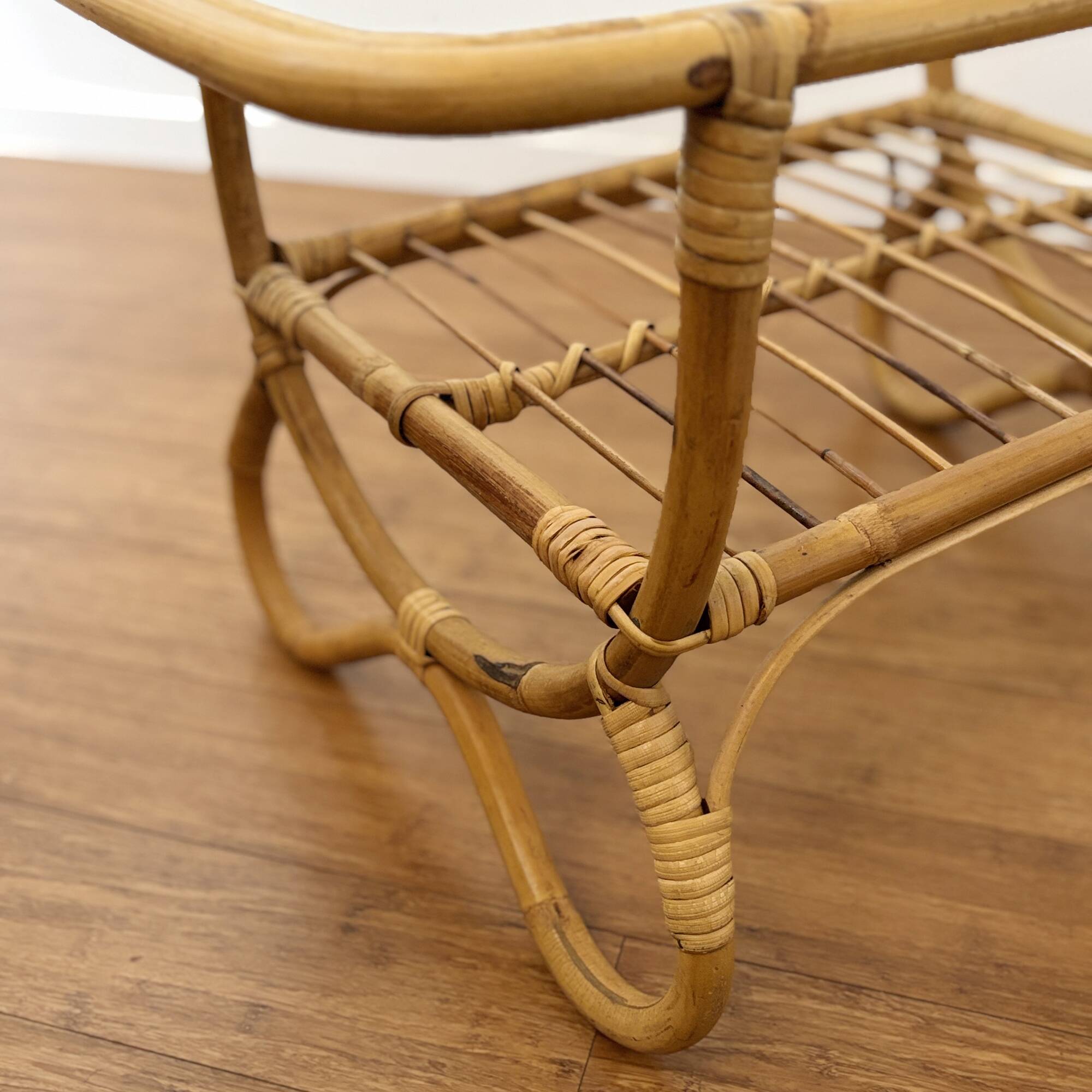 Vintage bamboo coffee table from the 1960s.