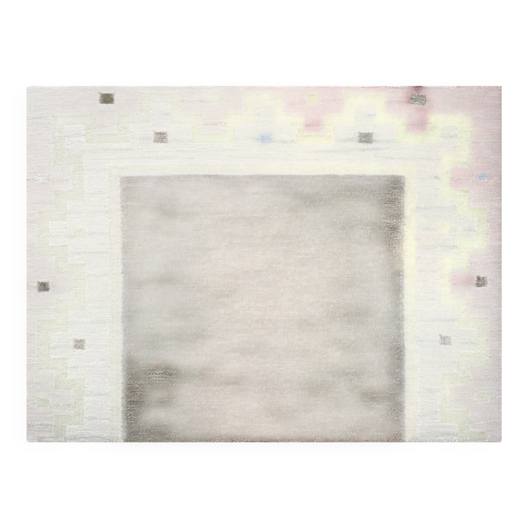 Scandinavian Modern Röllakan Pink and White Flatweave Rug, Sweden, 1960s