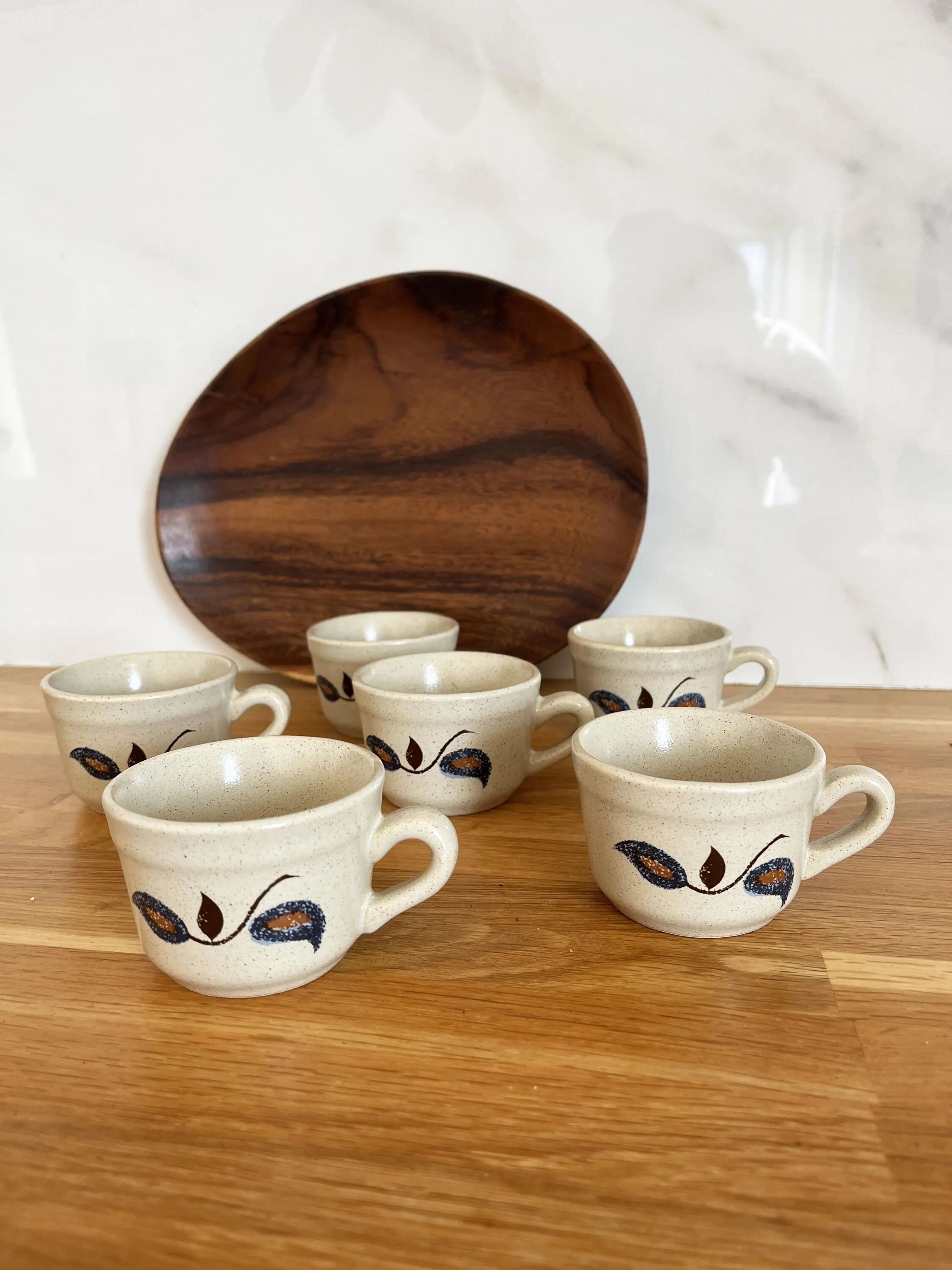 Set of 6 stoneware coffee cups from the 1970s.