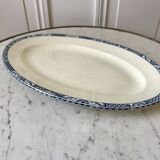 Oval dish in terre de fer bleu xixth