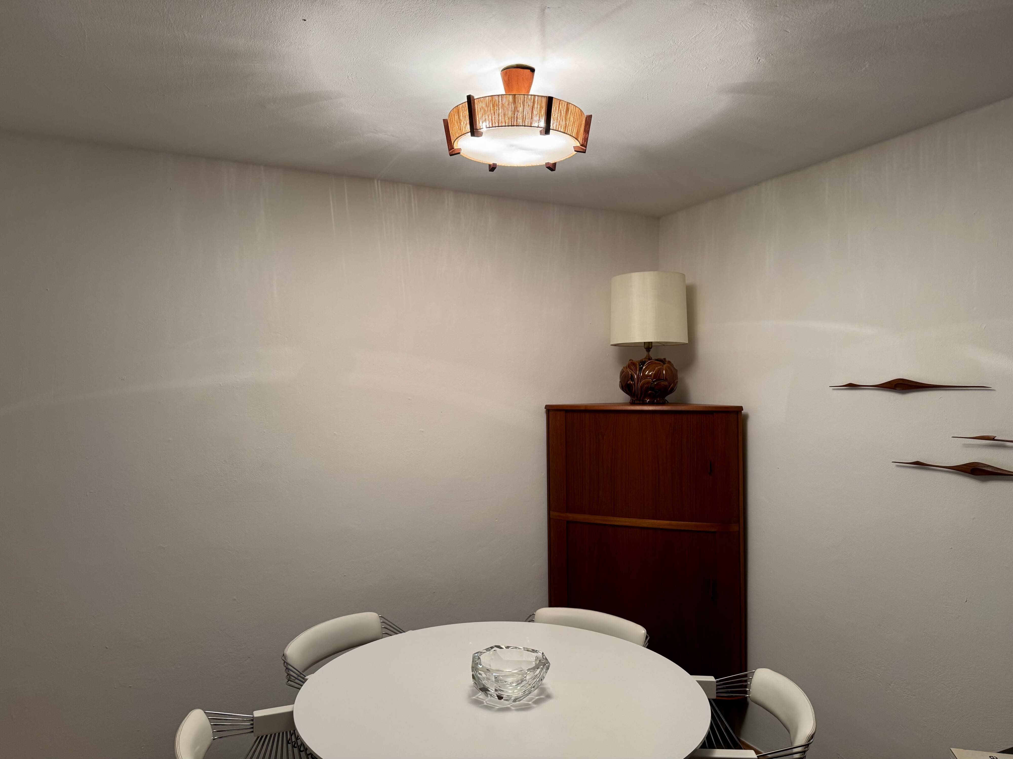 Japan Style Sisal and Teak Pendant Lamp by Temde