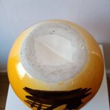 Vintage Craft Vase 'Country Scene' - Glossy Ochre Yellow Enamel