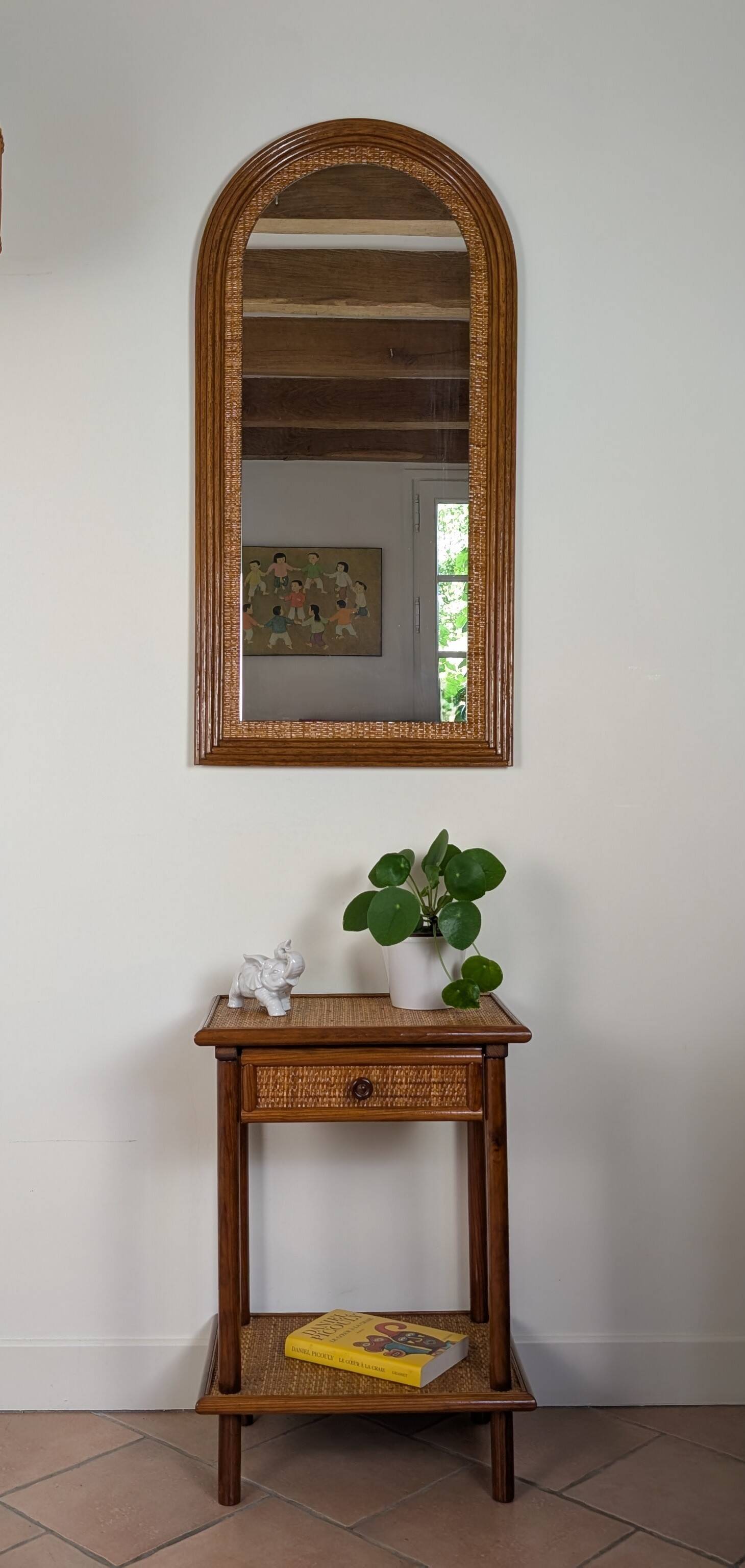 Rattan bedside table