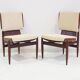Pair of modernist Italian wooden accent chairs by Barovero.