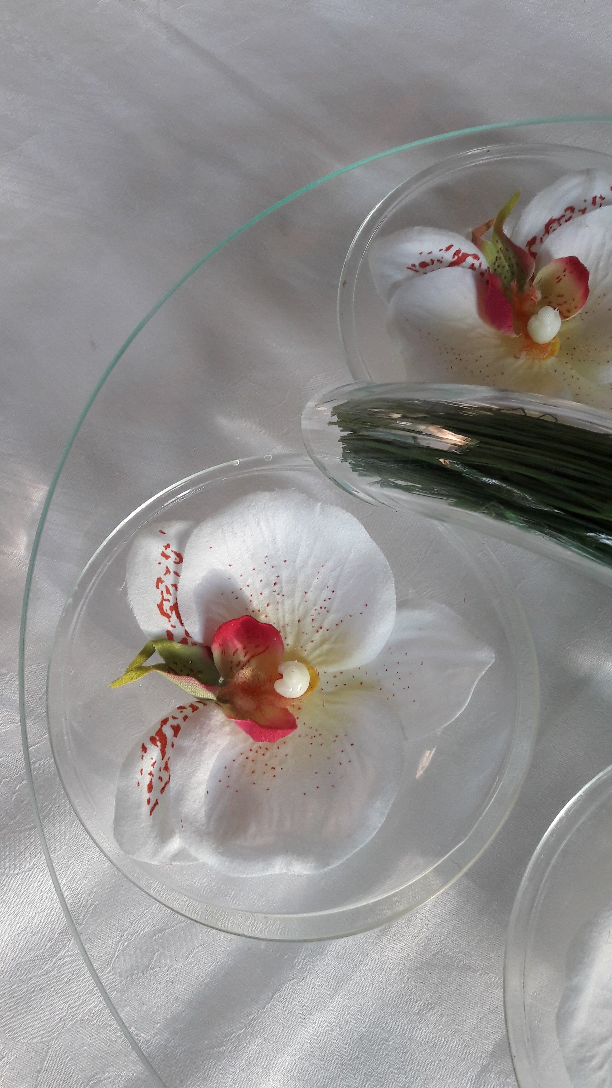 Cheese platter glass decoration orchids