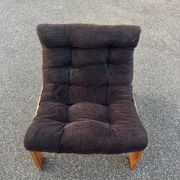 Vintage velvet and pine armchair 1970
