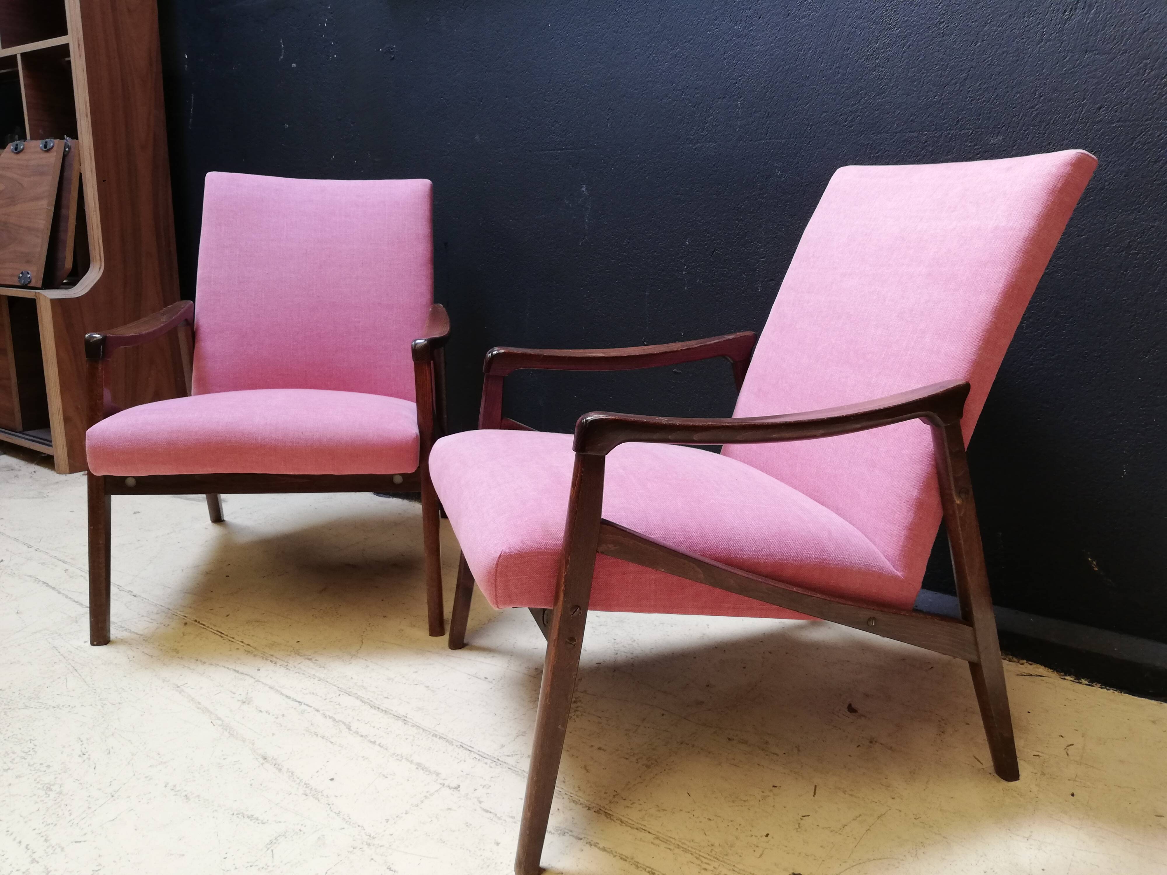 Pair of armchairs pink, czech