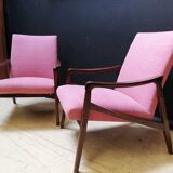 Pair of armchairs pink, czech