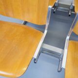 Suite of 4 vintage Giancarlo Piretti benches for Castelli in wood and aluminum