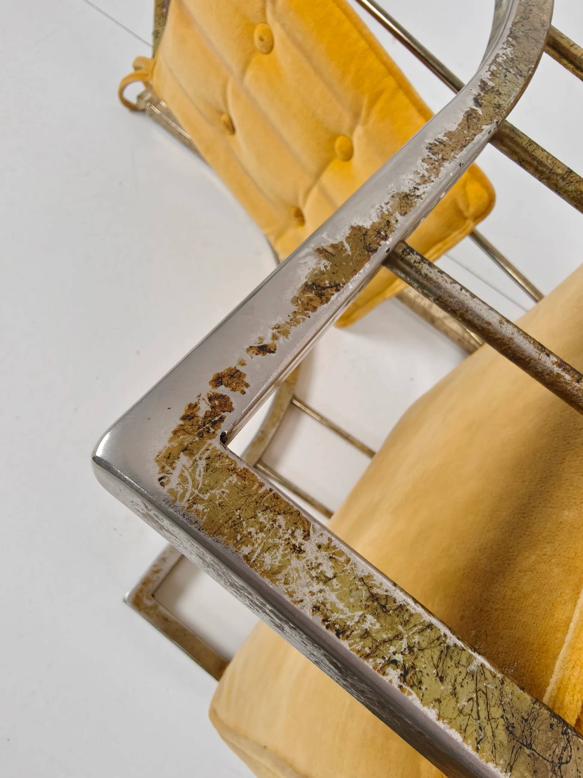 Unique set of mid-century style dining and lounge chairs – gilded, made between 1940-1948 by Flanders Industries Inc, Fort Smith, Arkansas