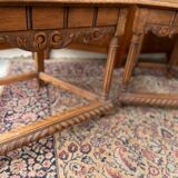 Pair of Renaissance style carved walnut armchairs