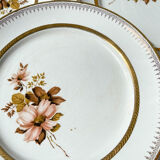 8 small OLYMPIA porcelain plates with floral and gilded pattern