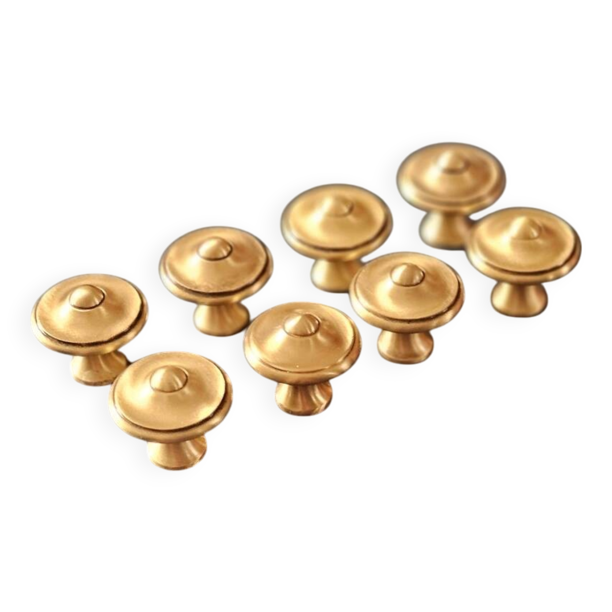 8 patinated brass furniture knobs