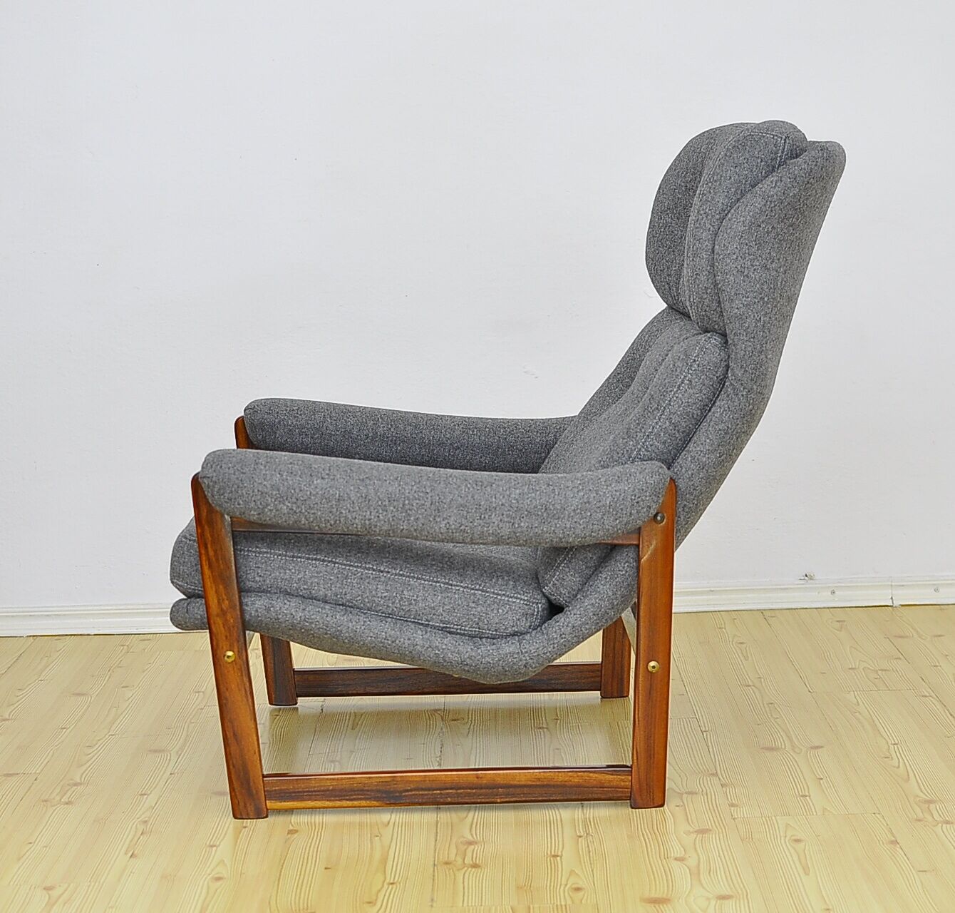 Scandinavian Rosewood Wingback Armchair with Wool Upholstery, 1960