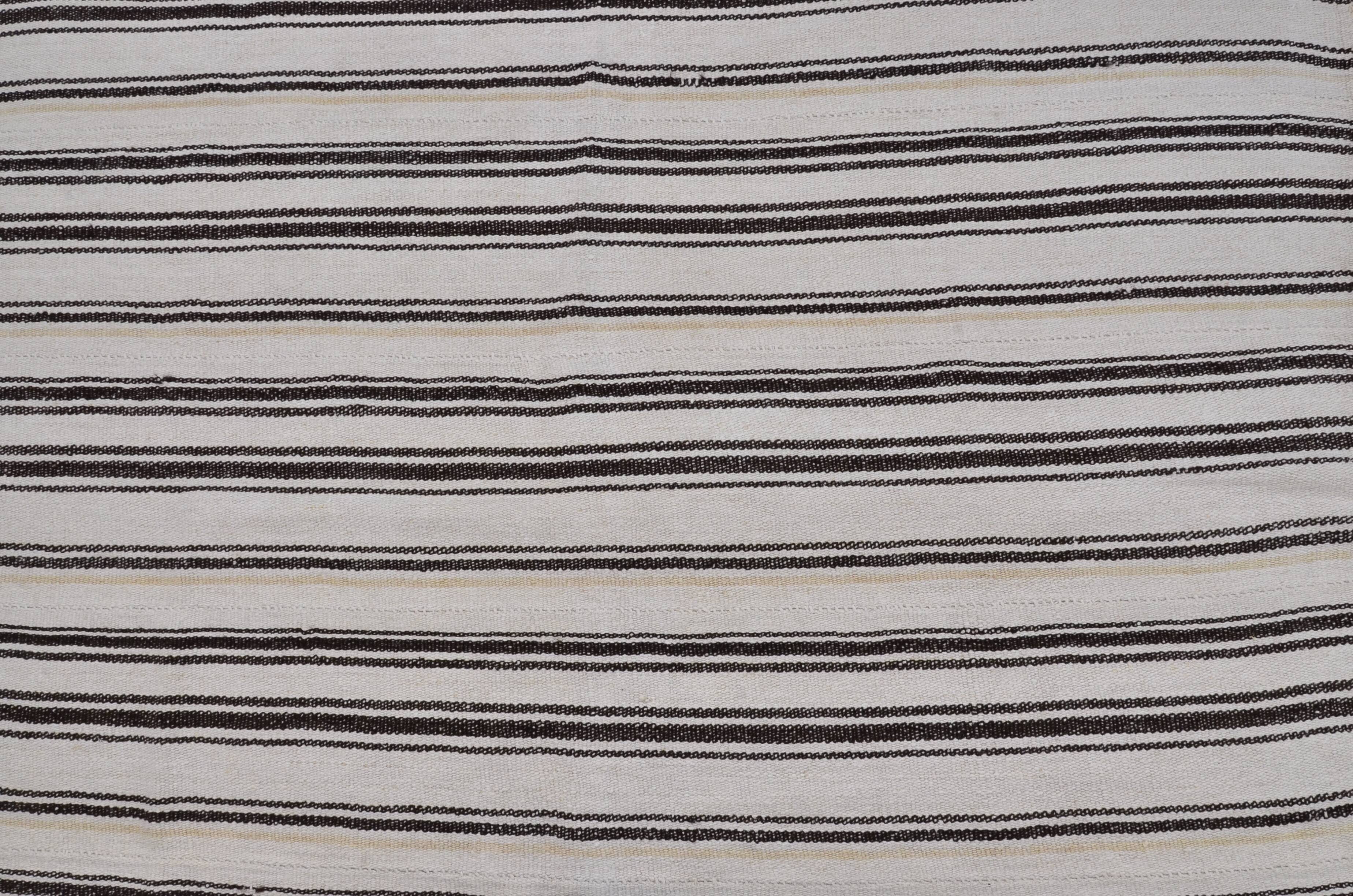 Turkish Handwoven Stripe Hemp Kilim sku 3654