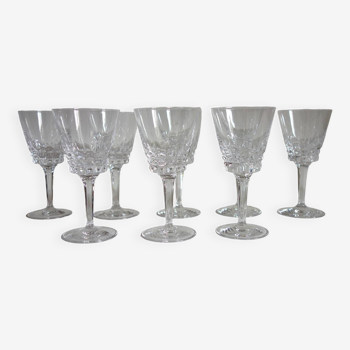 8 vintage Vannes crystal wine glasses