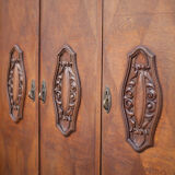 Bookcase carved wood 3 old doors, bookcase window beveled