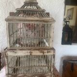 Large antique wooden birdcage