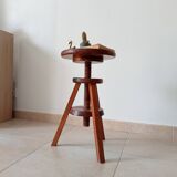 Vintage screw stool in solid oak