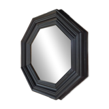 Octagonal black wood mirror