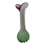 Murano glass vase "Jack in the Pulpit" green and purple