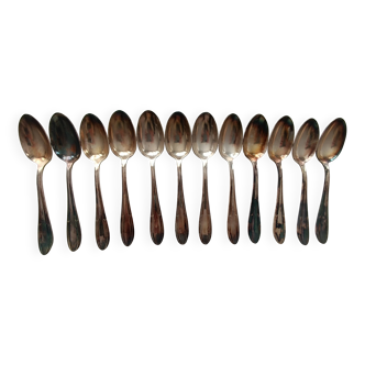 Box of 12 silver-plated metal teaspoons JM