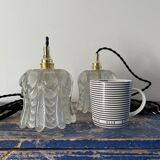Set of two vintage electric chiseled glass handhelds
