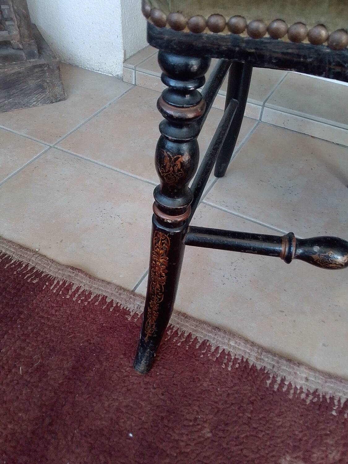 Napoleon III chair in blackened painted wood