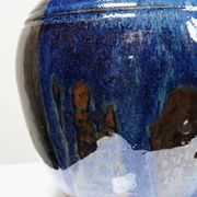 Small vintage/antique vase, very fine stoneware, flamed glaze, signature art ceramic