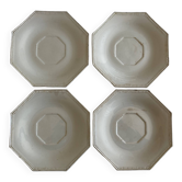 Set de 4 assiettes octogonales perles Creil & Montereau 19e