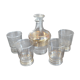 4 glasses engraved gold, one bottle