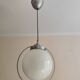 Suspension drop globe opaline white and metal structure