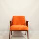 Fauteuil scandinave en velours orange par Chierowski, 1962