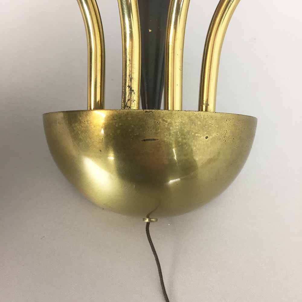 Italian wall light | applied in metal and brass - 1960 s | midcentury modern