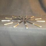 Set of 12 dessert knives stainless blades Adrien Bergeon goldsmith