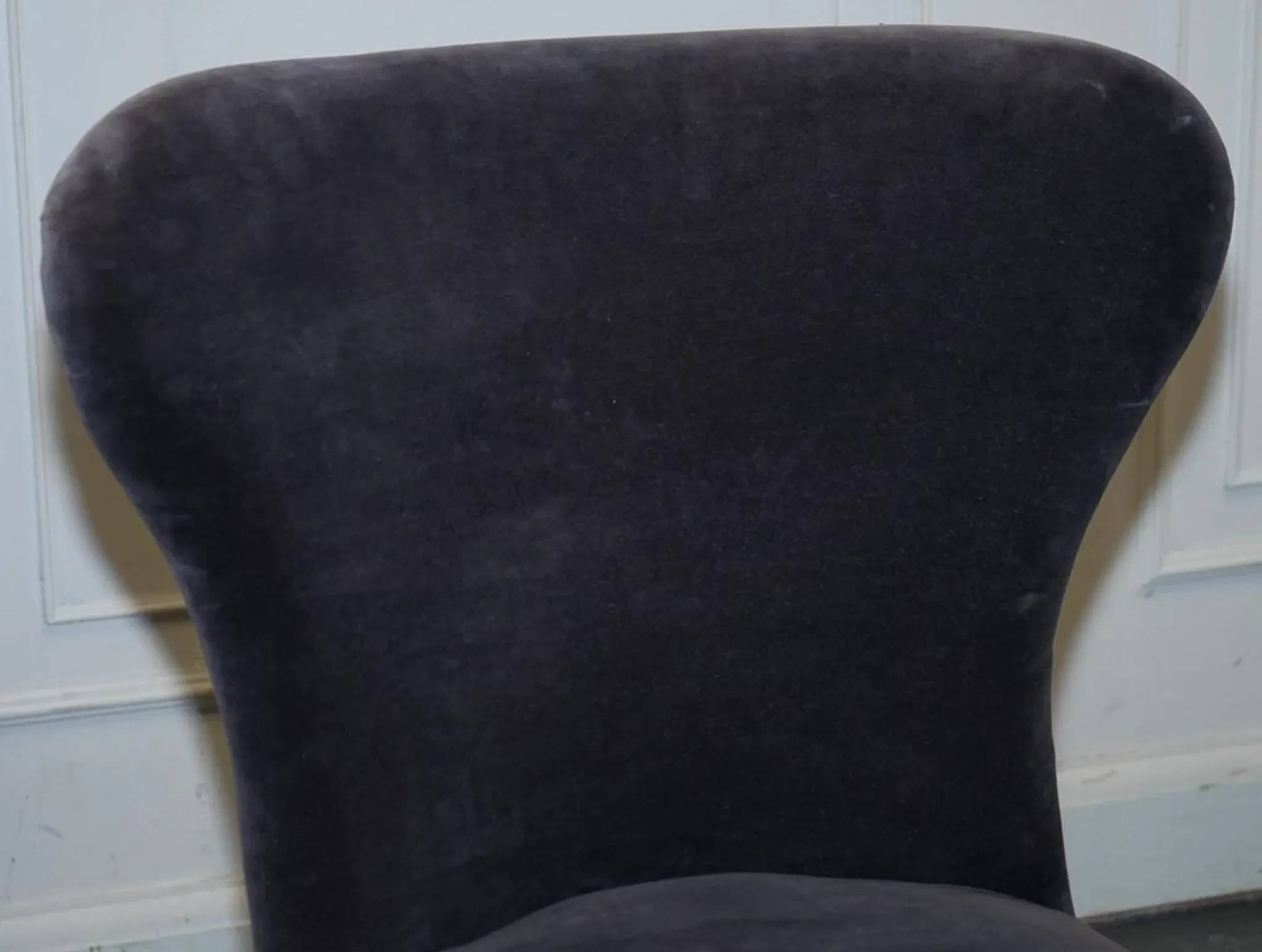 Vintage Office or Dining Chair in Navy Blue Velvet with Halo Studs