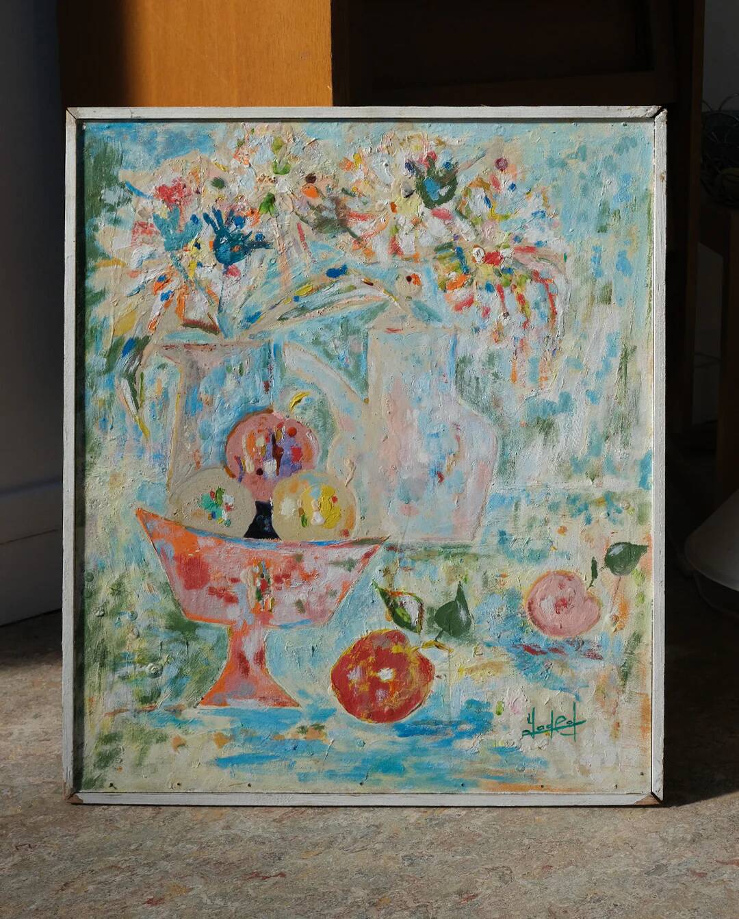 Still life with a bowl of fruit