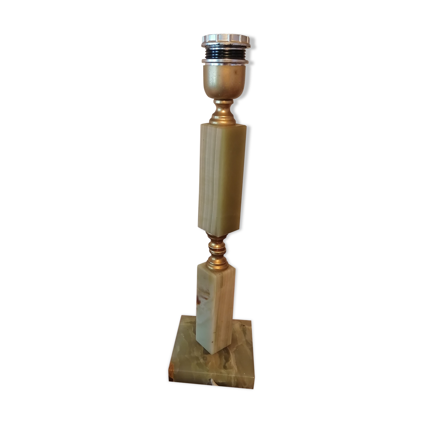 Foot lamp bedside desk onyx brass 1950 60