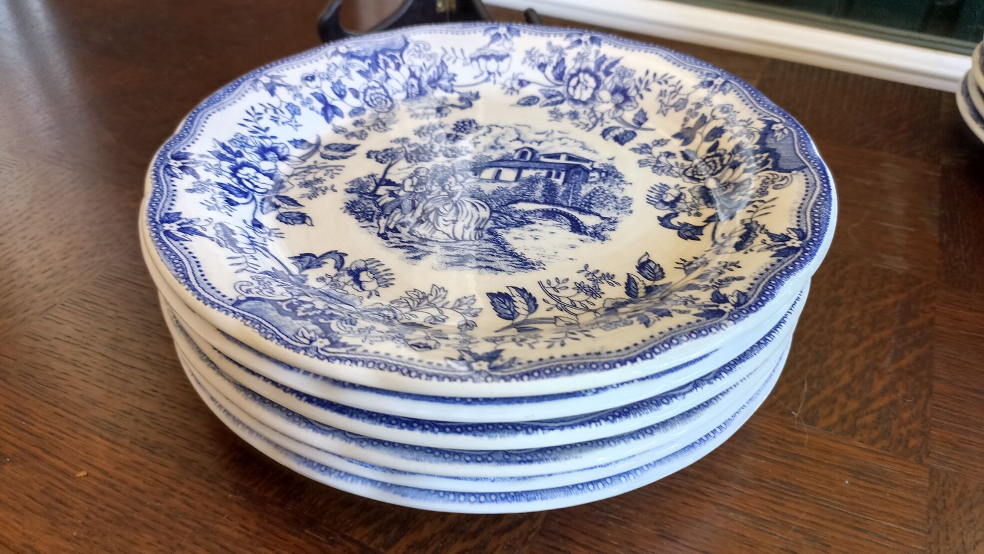 6 flat blue plates in iron earth CP