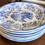 6 flat blue plates in iron earth CP