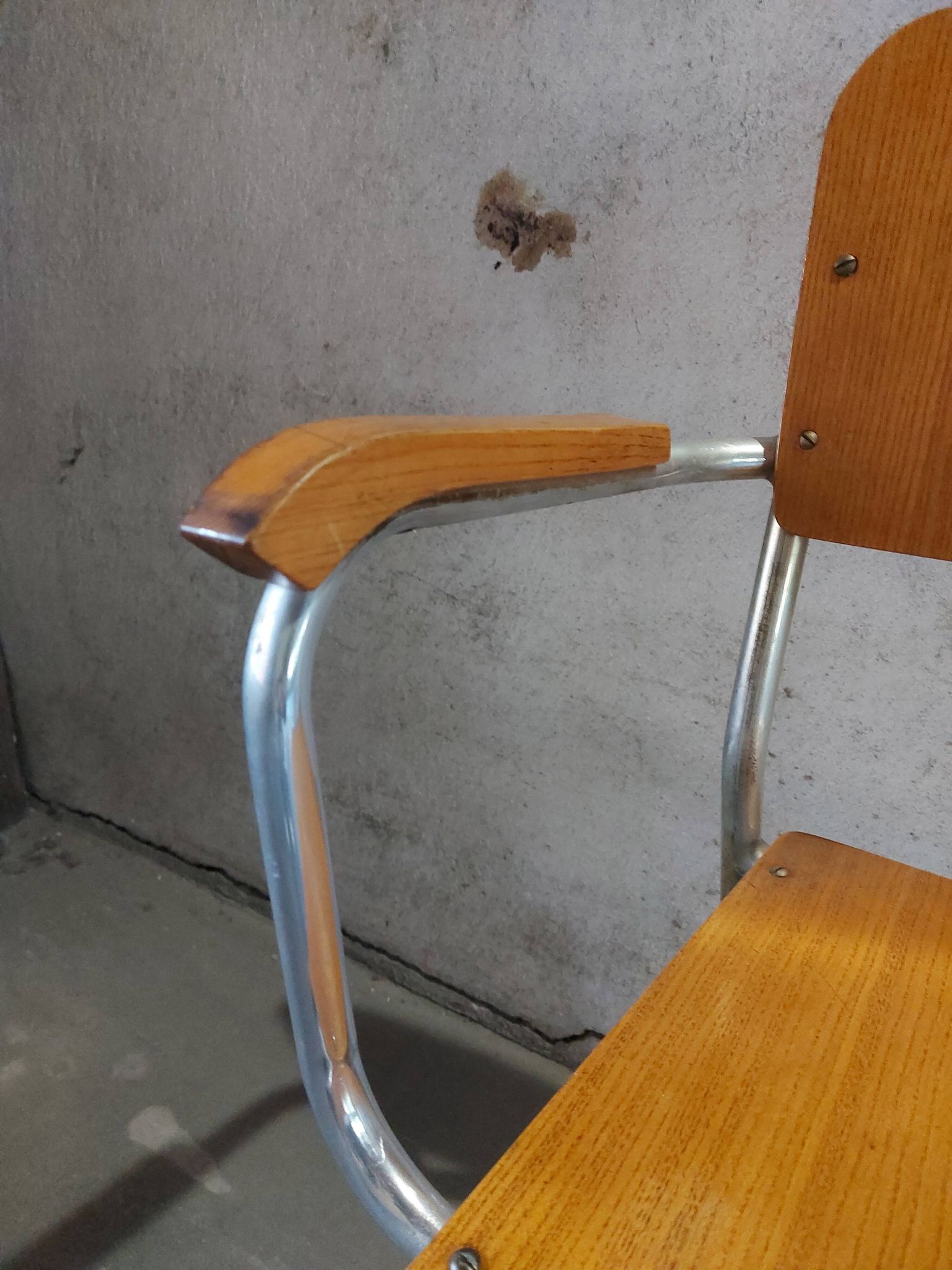 Fauteuil en bois et aluminium par Alpos, années 1970