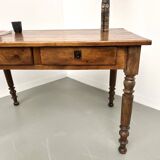 Pine desk with turned legs, 1900s