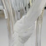 Vintage Multifaceted Crystal Vase, Frosted Draped Bow, col. Opaque white, Evita Crystal, Germany